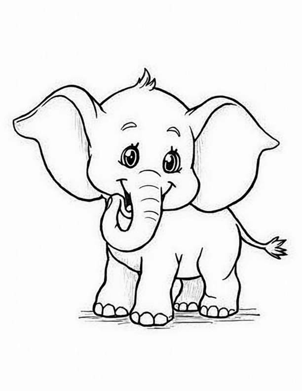 Baby elephant coloring page